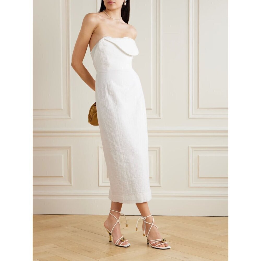MARA HOFFMAN Lisha Strapless Cotton Midi Dress Ivory Womens Size 00